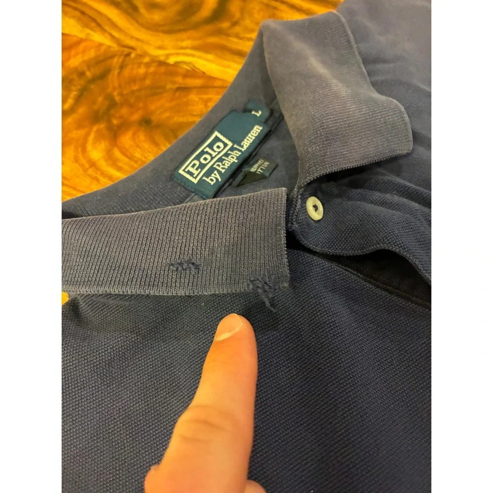 Polo Ralph Lauren Mens Navy Blue Short Sleeve Cotton Pique Polo Shirt Large Y2K